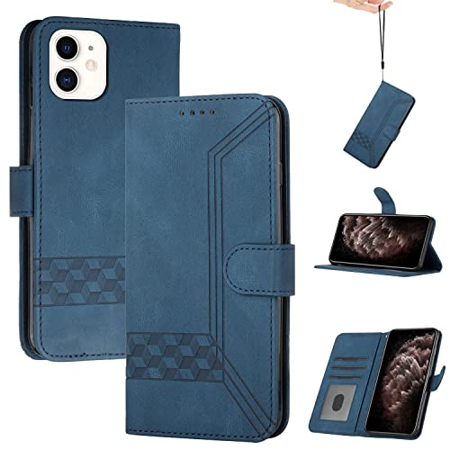 Genlision Handyhülle Kompatibel Mit iPhone 12 Mini(5.4),Premium PU Leder Schutzhülle Abdeckung,TPU-Innenschale,Magnetverschluss,Standfunktion, Kartenschlitz-Blau von Genlision