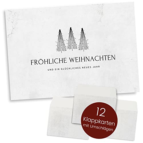 Weihnachtskarten mit Umschlag Set (12 Stück) - A6 Klappkarten für Weihnachten - Christmas Postkarte mit Umschlägen für deine Weihnachtsgrüße - Coole Weihnachtspostkarten mit und ohne Sprüche von Gentle North