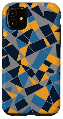 Hülle für iPhone 11 Geodätische geometrische abstrakte Kunst 1 blauer und gelber Ausschnitt von Geodesic Geometric Gifts Abstract Art Tees taiche