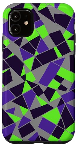 Hülle für iPhone 11 Geodätische geometrische abstrakte Kunst 3 LIlac Purple Lime Cut Out von Geodesic Geometric Gifts Abstract Art Tees taiche