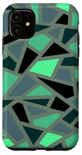 Hülle für iPhone 11 Geodätisches abstraktes Muster, 17, blaugrün, ausgeschnitten von Geodesic Geometric Gifts Abstract Art Tees taiche