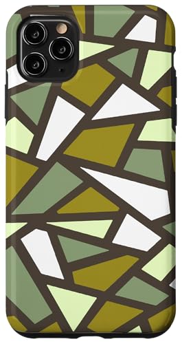 Hülle für iPhone 11 Pro Max Geodätisches abstraktes Muster 1 grün grau weiß ausgeschnitten von Geodesic Geometric Gifts Abstract Art Tees taiche