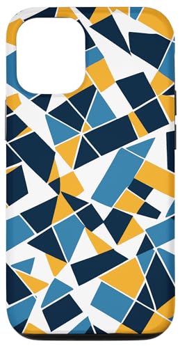 Hülle für iPhone 13 Geodätische geometrische abstrakte Kunst 1 blau und gelb von Geodesic Geometric Gifts Abstract Art Tees taiche