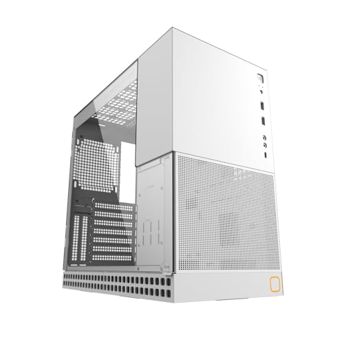 Geometric Future M4 King Arthur White Mid/Mini Tower, E-ATX/ATX Gaming-Gehäuse, vertikales Lufttunnel-Design, Typ C, vertikale GPU-Halterung, GEO-M4-KAW von Geometric Future