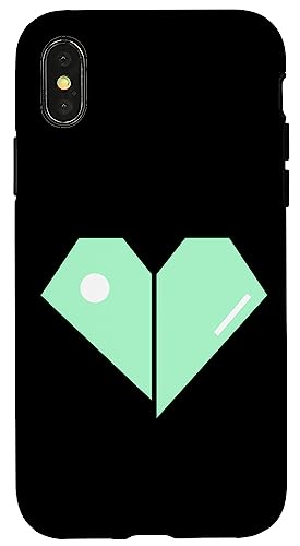 Hülle für iPhone X/XS Herz Geometrische Formen Minimal Grafik Design Schwarz von Geometric Heart Minimal Retro Style Graphic Design