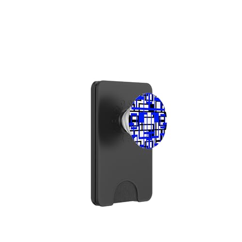 Geometrische Formen Muster Blau Schwarz Weiß Hintergrund PopSockets PopWallet für MagSafe von Geometric Shapes & Abstract Pattern Design taiche