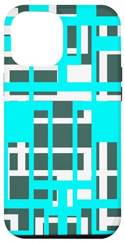 Hülle für iPhone 12 Pro Max Geometrische Formen Muster Blau-Aqua Weiß Ausschnitt von Geometric Shapes & Abstract Pattern Design taiche