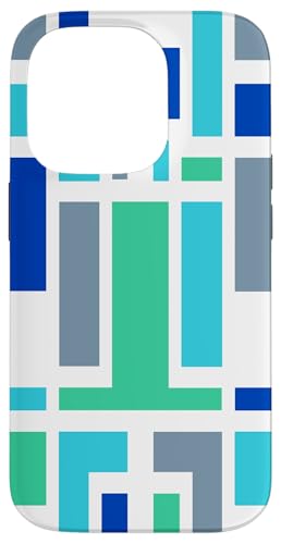 Hülle für iPhone 14 Pro Geometrischer Art-Deco-Stil, blau, grün, weiß von Geometric Shapes & Abstract Pattern Design taiche