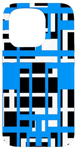 Hülle für iPhone 15 Pro Geometrische Formen Muster Hellblau Weiß Schwarz Hintergrund von Geometric Shapes & Abstract Pattern Design taiche