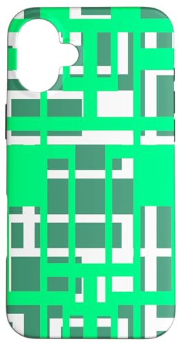 Hülle für iPhone 16 Plus Geometrische Formen Muster Aqua-Grün Weiß Ausschnitt von Geometric Shapes & Abstract Pattern Design taiche