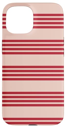 Hülle für iPhone 15 Dunkelrote horizontale Streifen Girly Striped Cute von Geometric Vertical Lines Pattern