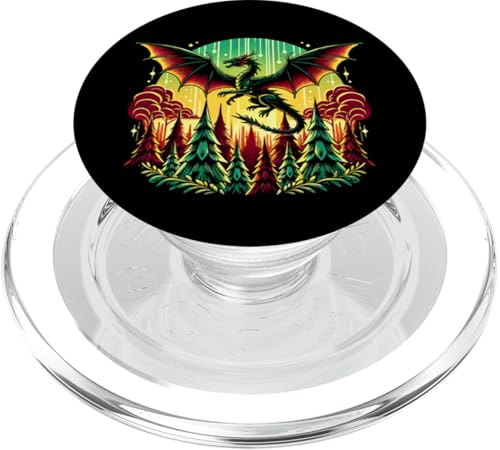 Drache im verzauberten Wald - Fantasie-Kreaturkunst PopSockets PopGrip für MagSafe von Geonetiqué Designs