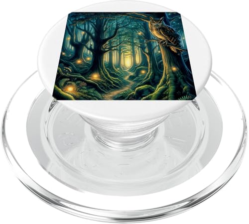 Mystic Whispering Woods - Verzauberte Waldszene mit Eule PopSockets PopGrip für MagSafe von Geonetiqué Designs