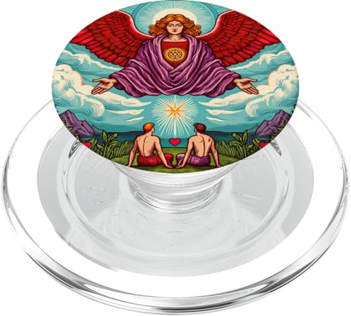 The Blessing - Engel mit roten Flügeln, spirituelles Kunstdesign PopSockets PopGrip für MagSafe von Geonetiqué Designs