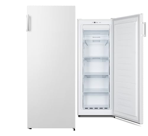 Geratek Gefrierschrank 155 L oder 194 L NoFrost silber & weiß Eisschrank freistehend Tür-offen Alarm Fats Freeze Funktion (Weiß 155L) von Geratek