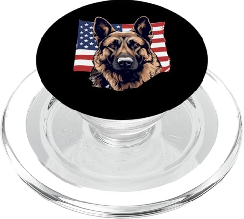 Deutscher Schäferhund Hunderasse Grafik mit US-Flagge PopSockets PopGrip für MagSafe von German Shepherd Dog Breed Pet Designs