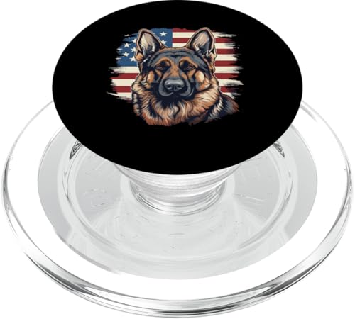 Deutscher Schäferhund Hunderasse Grafik mit US-Flagge PopSockets PopGrip für MagSafe von German Shepherd Dog Breed Pet Designs