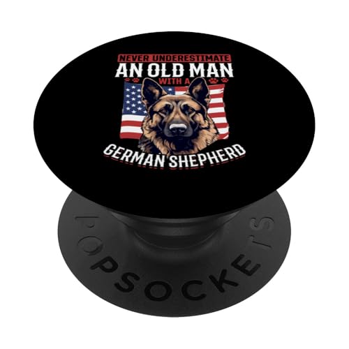 Deutscher Schäferhund unterschätzen niemals einen alten Mann PopSockets Klebender PopGrip von German Shepherd Dog Breed Pet Designs