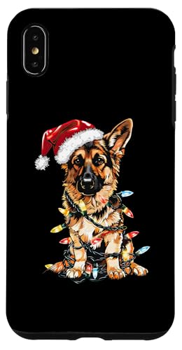 Hülle für iPhone XS Max Weihnachtsbeleuchtung mit süßem Schäferhund, Weihnachtsmann von German Shepherd Santa Lights Christmas Pajama