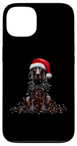 Hülle für iPhone 13 Deutsch Kurzhaar mit Weihnachtsmannmütze Weihnachtsbeleuchtung von German Shorthaired Pointer Christmas Products