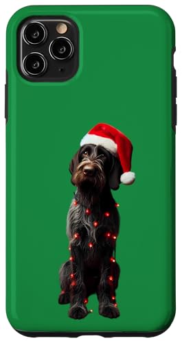 Hülle für iPhone 11 Pro Max Deutsche Drahthaar-Zeiger Weihnachtsmannmütze Weihnachtsbeleuchtung Hund Mama von German Wirehaired Pointer Christmas Products