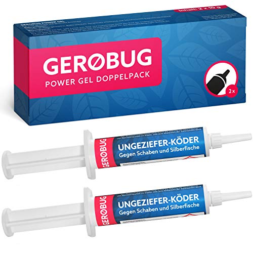 Gerobug® Ungeziefer-Köder Gel 2 x 10 g zum Schaben und Silberfische bekämpfen - Effektives Mittel gegen Schaben, Kakerlaken, Silberfische und Papierfische von Gerobug