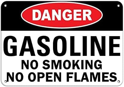 Aluminiumschild "Gasoline No Open Flames", 14 x 20 cm, Wanddekoration, für den Innen- und Außenbereich von Geroclonup