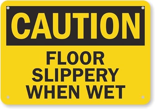 Aluminiumschild mit Aufschrift "Caution - Floor Slippery When Wet", 30,5 x 40,6 cm, Wanddekoration, für den Innen- und Außenbereich von Geroclonup