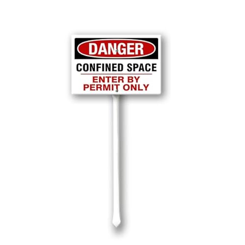 Schild "Danger Confined Space Enter By Permit Only", 30,5 x 20,3 cm, mit Pfahl, einfach zu montieren, Rasenschild von Geroclonup