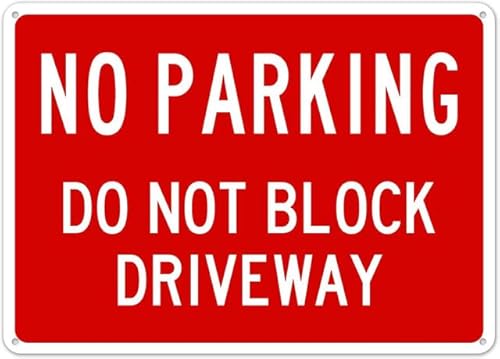 Schild aus Aluminium mit Aufschrift "No Parking Do Not Block Driveway", 14 x 20 cm, Wanddekoration, für den Innen- und Außenbereich von Geroclonup