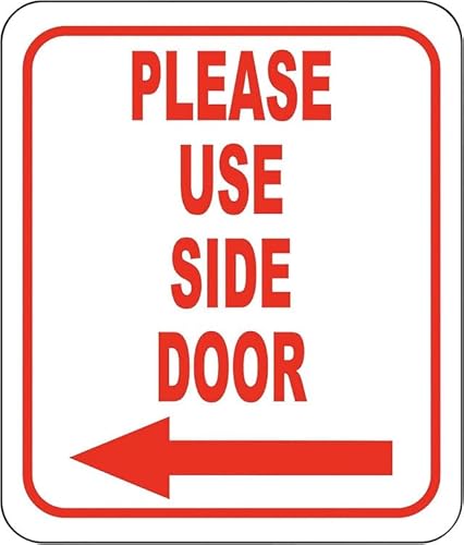 Schild mit Aufschrift "Please Use Side Door Left Arrow", Aluminium-Metallschild, 30,5 x 40,6 cm, Wanddekoration, für den Innen- und Außenbereich von Geroclonup