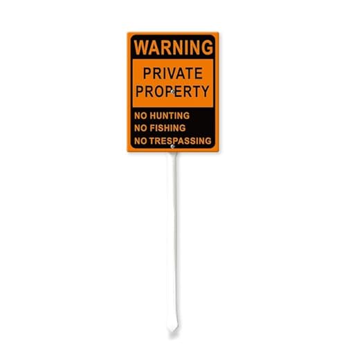 Schild mit Pfählen "Private Property No Hunting No Fishing" No Trespassing Yard mit Heringen, 17,8 x 22,6 cm, Aluminiumschild, für den Außenbereich von Geroclonup