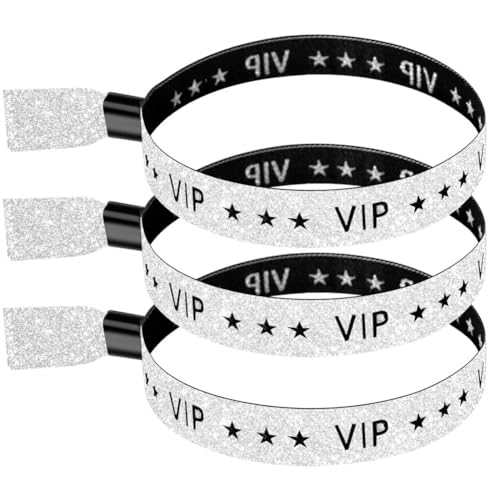 Geroosaty 100er-Pack VIP-Stoff-Event-Armbänder, Einfarbige Stoff-Armbänder, Farbige Armbänder für Aktivitäten, Partys (Silber), Langlebig, Einfache Installation von Geroosaty