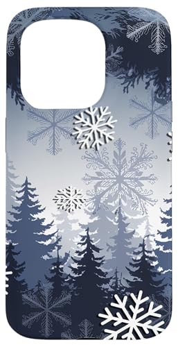 Hülle für iPhone 15 Pro Winterliche Wälder, verschneite Bäume, saisonales Design von Geschenkboutiquen für Weihnachtshäuser