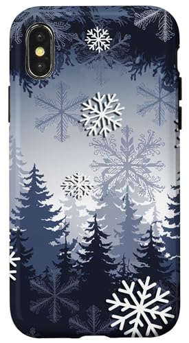 Hülle für iPhone X/XS Winterliche Wälder, verschneite Bäume, saisonales Design von Geschenkboutiquen für Weihnachtshäuser