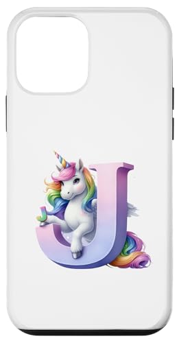 Hülle für iPhone 12 mini Magisches Einhorn-Design mit personalisiertem Buchstaben J von Geschenkidee Einhorn Name Anfangsbuchstabe