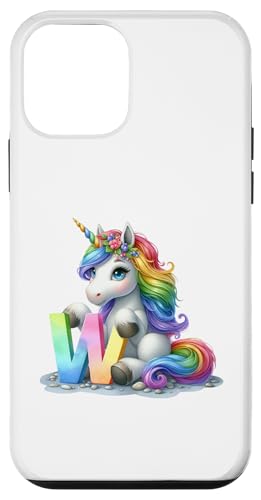 Hülle für iPhone 12 mini Magisches Einhorn-Design mit personalisiertem Buchstaben W w von Geschenkidee Einhorn Name Anfangsbuchstabe