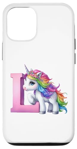 Hülle für iPhone 13 Magisches Einhorn-Design mit personalisiertem Buchstaben L l von Geschenkidee Einhorn Name Anfangsbuchstabe