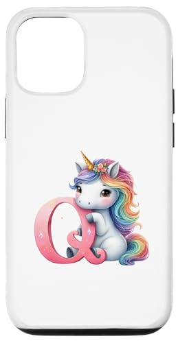 Hülle für iPhone 13 Magisches Einhorn-Design mit personalisiertem Buchstaben Q q von Geschenkidee Einhorn Name Anfangsbuchstabe