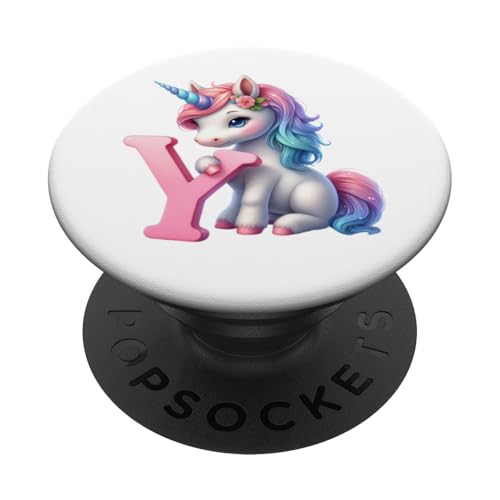 Magisches Einhorn-Design mit personalisiertem Buchstaben Y y PopSockets mit austauschbarem PopGrip von Geschenkidee Einhorn Name Anfangsbuchstabe