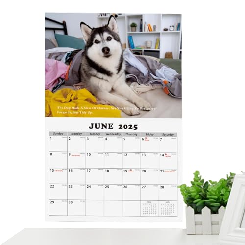 Geteawily Lustiger Kalender 2025 – Interessanter Husky-Themen-Wandkalender und Wandplaner, klares Bild, leuchtende Farben, Jahresplaner für Familie, Freunde, Kinder von Geteawily