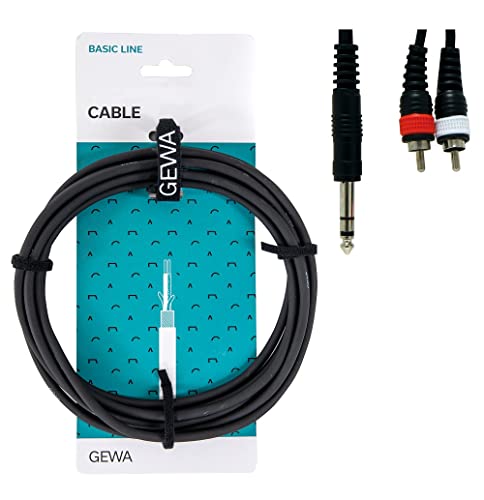 GEWA Y-Kabel Basic Line 3m, schwarz, 1x 6,3 mm Stereoklinke - 2x Cinch, 190155 von Gewa