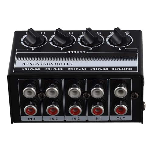 Ggnaxivs Mini-Stereo-Audiomixer, 4-Kanal-Passivmixer, Tragbarer Audiomixer, Lotus-Buchseneingang für Live-Studio-CD-Player von Ggnaxivs