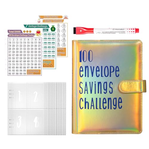 100 Envelope Savings Binder | Interactive Money Challenge Book | Comprehensive Budgeting Solution with Cash Envelopes and Tracker for Financial Goals, Suitable for Everyone (Vibrant, Portable) von Ghjkldha