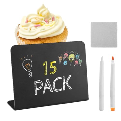 15 Small Chalkboard Signs Food, Perfect Table Settings, Events Gatherings. Ideal for Celebrations, Parties, and Displays with Easy-To-Write Top Outside von Ghjkldha