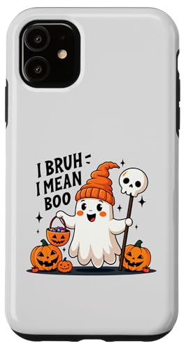 Hülle für iPhone 11 Lustiger Halloween Bruh Geist Boo Schädel Kürbis Herren Jungen Kinder von Ghost bruh I mean boo skull pumpkin Halloween tees