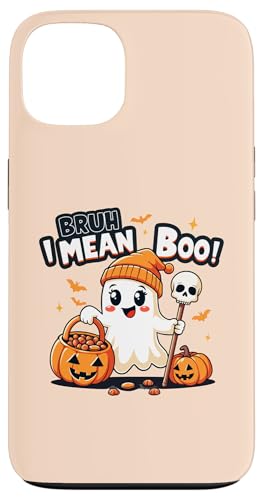 Hülle für iPhone 13 Lustiger Halloween-süßer Geist Boo Bruh I mean Boo Schädel Kürbis von Ghost bruh I mean boo skull pumpkin Halloween tees