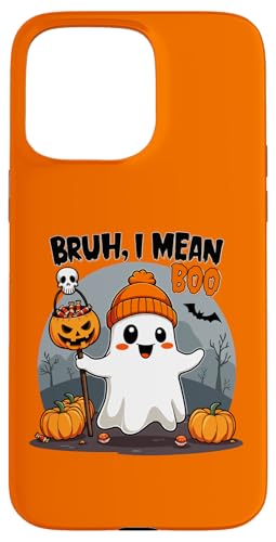 Hülle für iPhone 15 Pro Max Lustiger Halloween-Geist Bruh I Mean Boo Schädel Kürbis Süßigkeiten von Ghost bruh I mean boo skull pumpkin Halloween tees