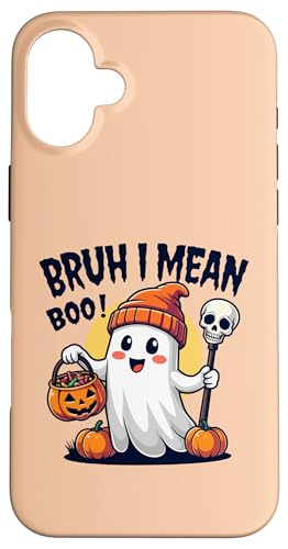 Hülle für iPhone 16 Plus Lustiger Halloween-Geist I mean boo Skull Kürbis Herren Jungen Kinder von Ghost bruh I mean boo skull pumpkin Halloween tees