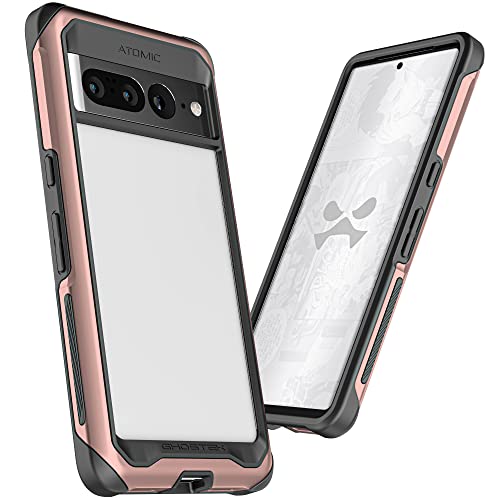 Ghostek ATOMIC slim Clear Pixel 7 Pro Case for Women with Aluminum Metal Bumper Premium Heavy Duty Shockproof Protection Tough Protective Phone Cover Designed for 2022 Google Pixel 7 Pro (6.7") (Pink) von Ghostek